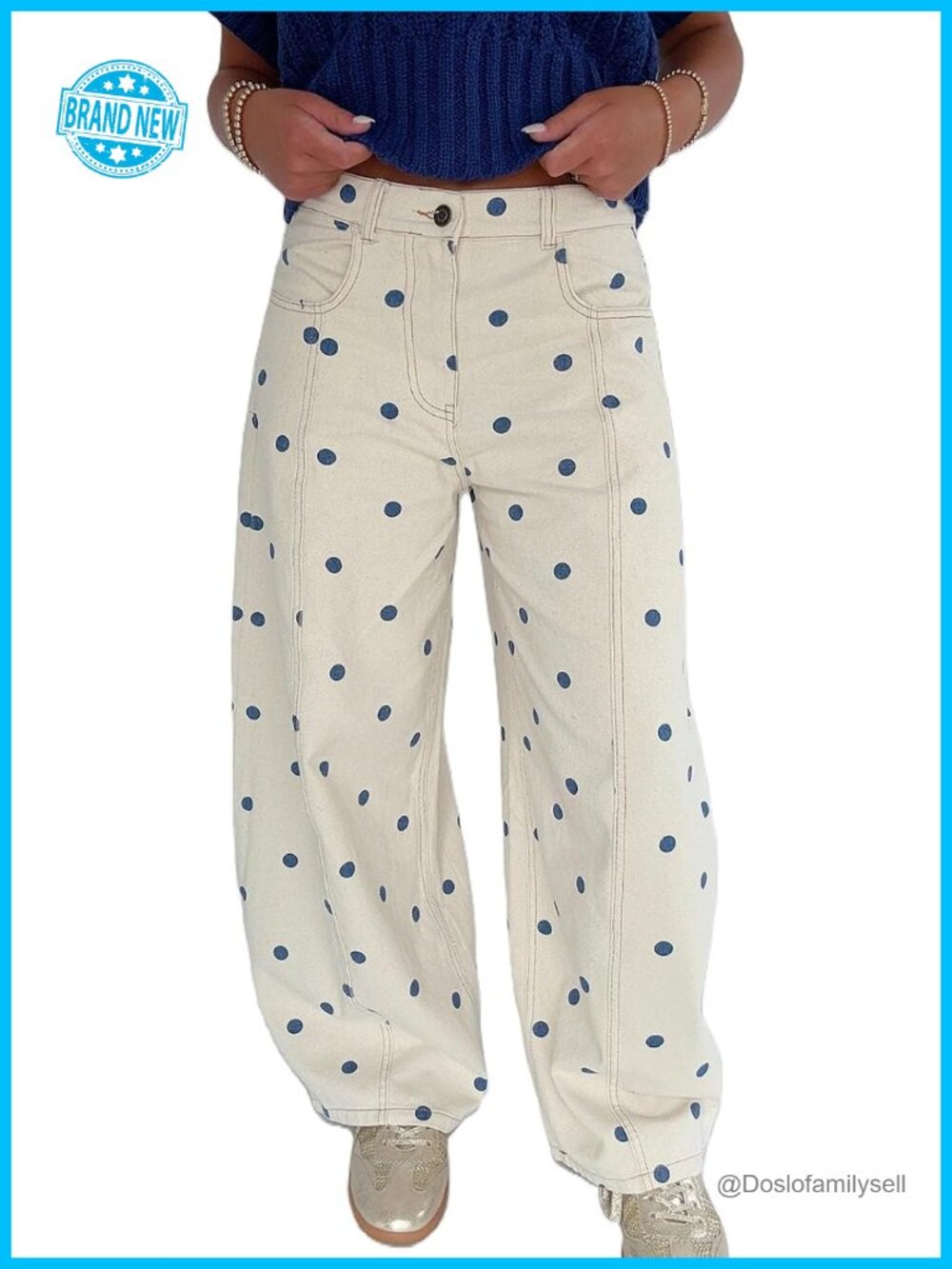 Low Rise Polka Dot Baggy Y2K Wide Leg Boyfriend Jeans Streetwear